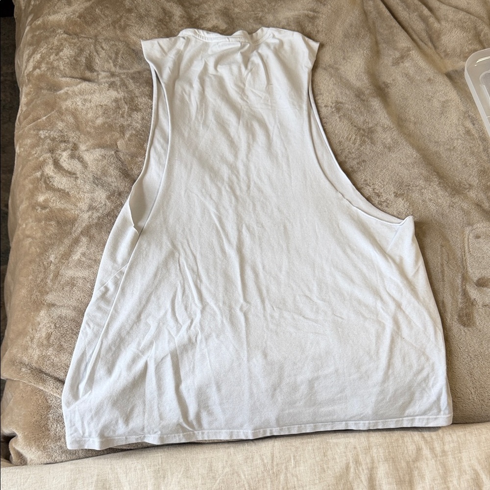 Gymshark White Men’s Muscle Tank Top with Small Black Logo - Picture 2 of 3